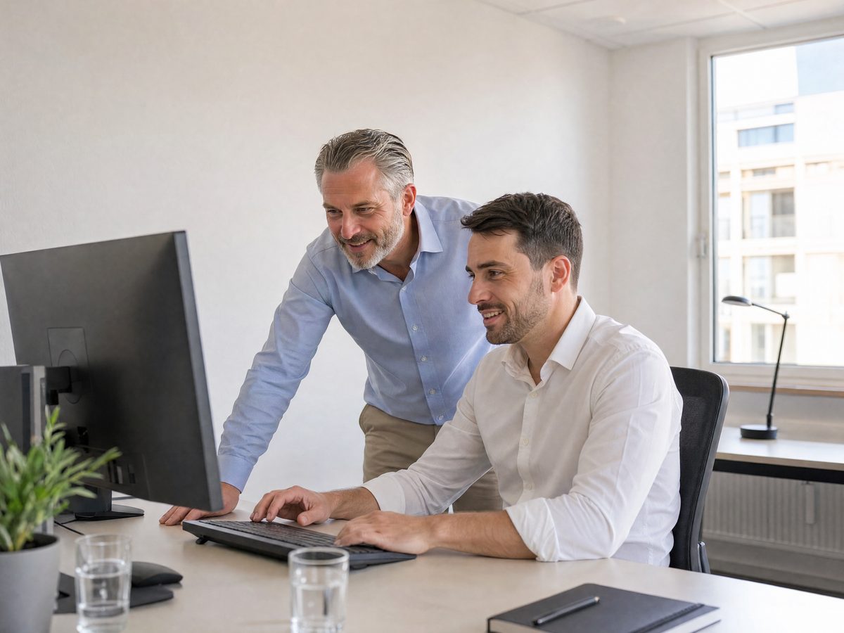 Persönliche Beratung am Arbeitsplatz in der Bürogemeinschaft Schönefeld
